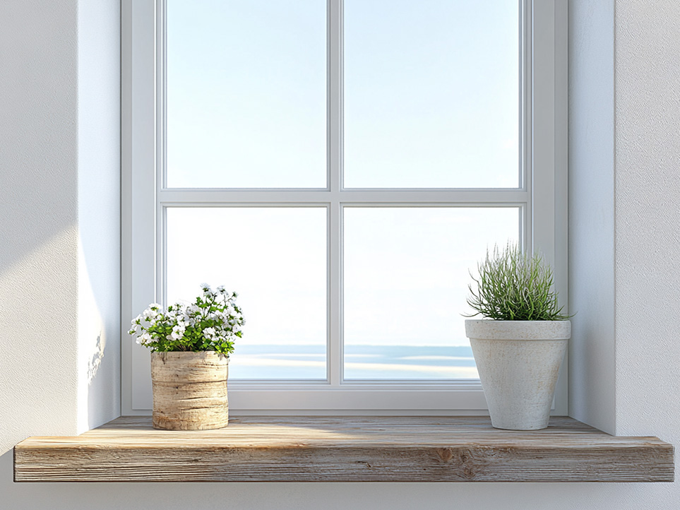 Window sill decorated with potted plants for a fresh, stylish touch to home interiors