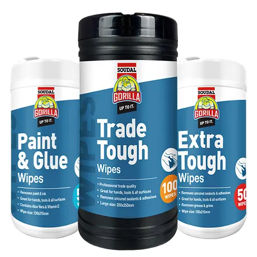 Gorilla Wipes Range  Tough, Paint & Glue Wipes