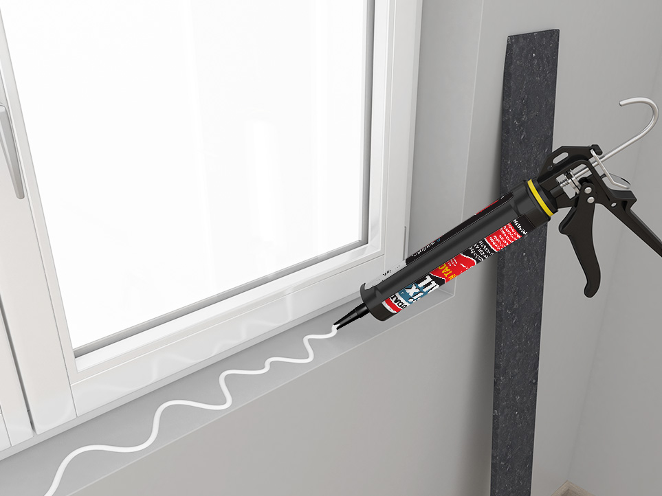 Using Soudal Fix ALL High Tack to seal a window sill for better insulation